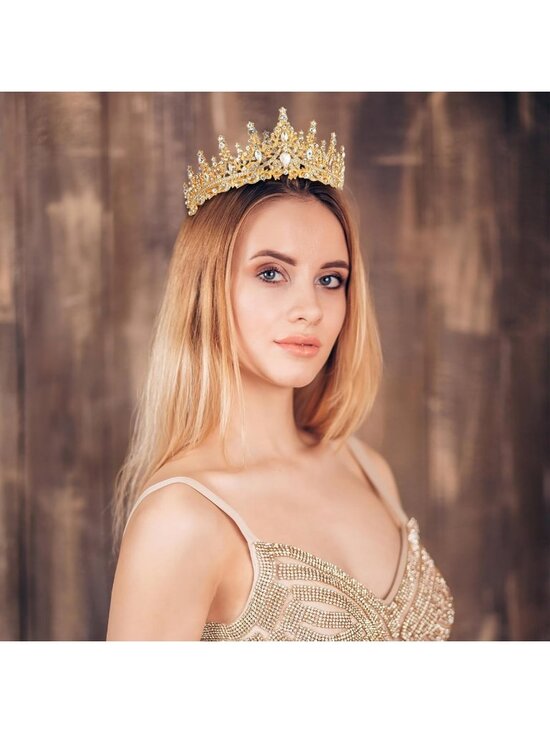 9 Pcs Crystal Tiaras & Crowns for Women - Rhinestone Hair Accessories for main image 4